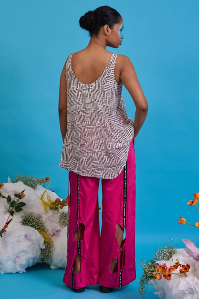 Saim Fuchsia pink logo print stripe trouser SAIMMAY26D145624