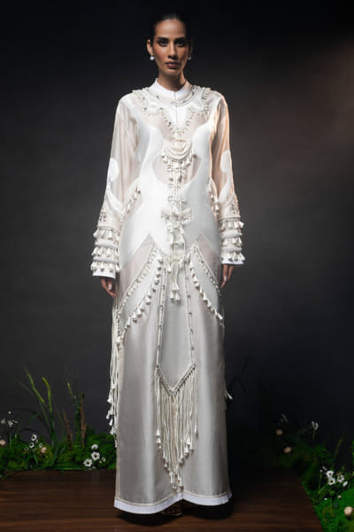 Ivory embroidered dress