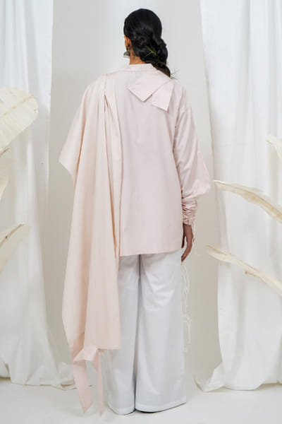 Saim Old rose pink textured draped shirt SAIMMAY26D145613