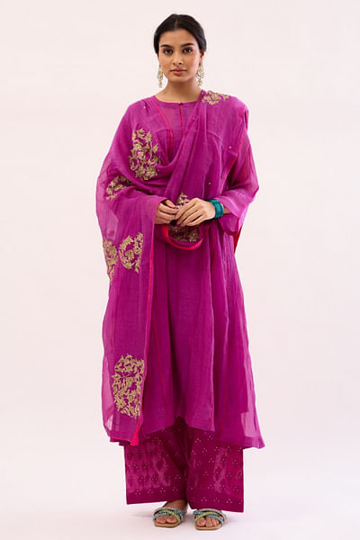Violet mulmul kurta set