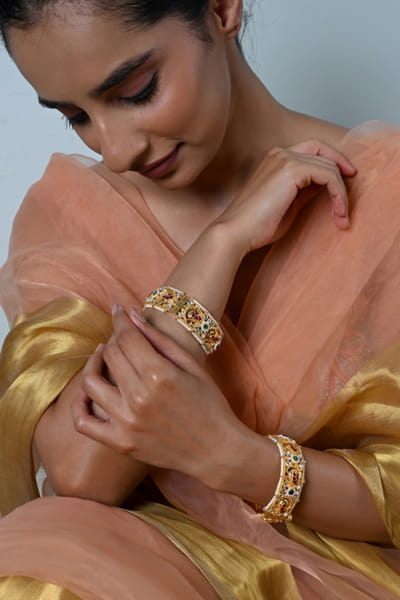 Shlok Jewels Multicolor gemstone-embellished bangles SHLOJUN26D247747