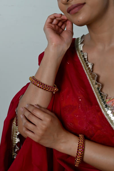 Shlok Jewels Pink gemstone-embellished bangles SHLOJUN26D247748