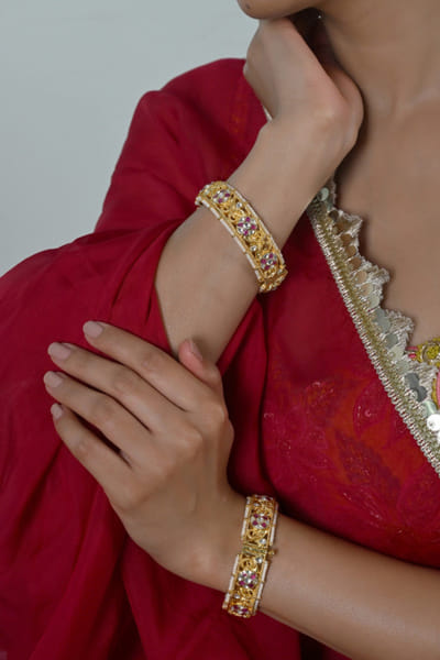 Shlok Jewels Multicolour gemstone embellished bangles SHLOJUN26D247750