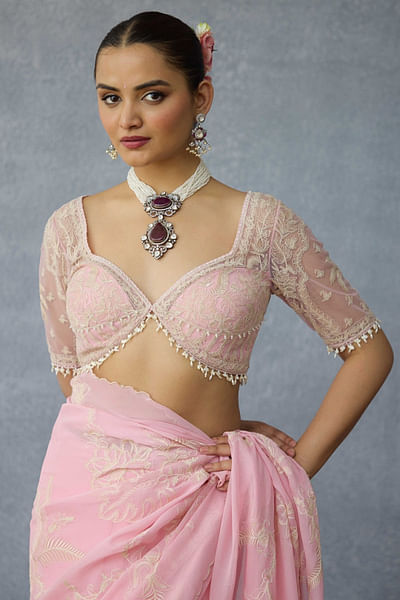 Pink dori embroidered blouse