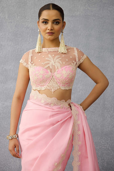 Blush pink hand embroidered blouse