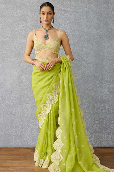 Green floral cutwork bralette