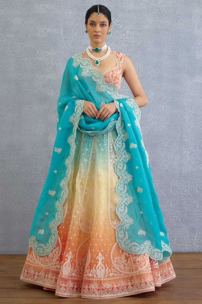 Ombre shade embroidered lehenga set