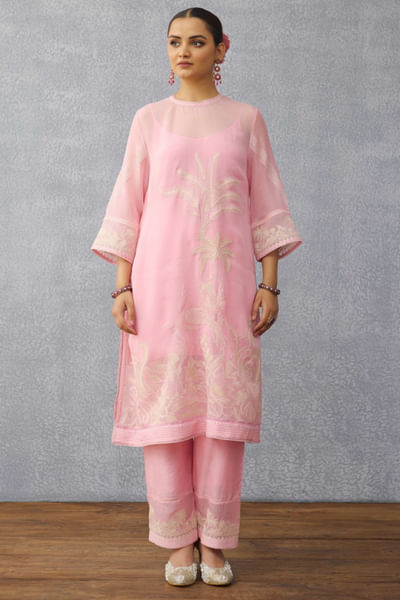 Pink embroidered kurta set
