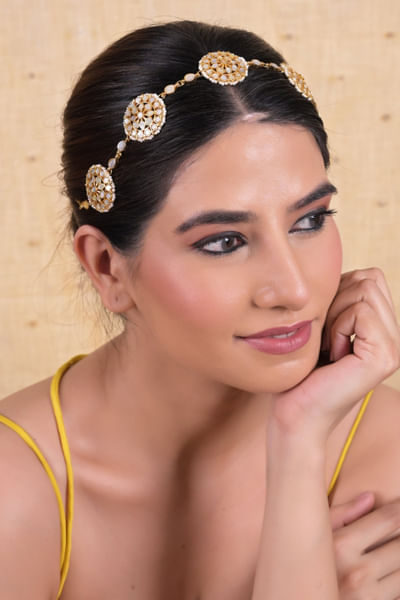 White bead embellished sheesh phool