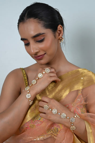 Shlok Jewels White embellished haath phools SHLOJUN26D247737