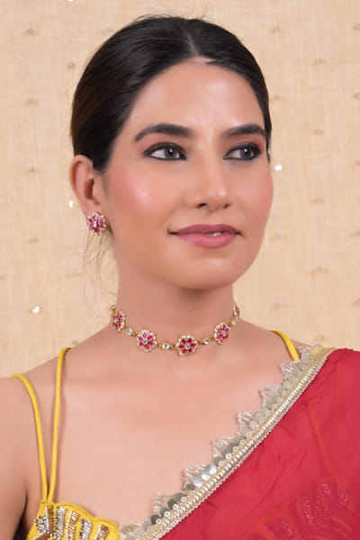 Multicolour kundan work choker set