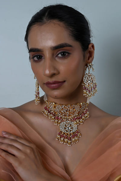 Shlok Jewels White kundan choker set SHLOJUN26D147654