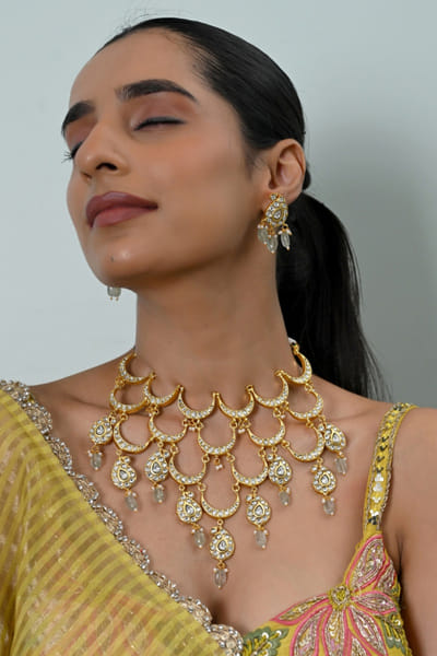 Shlok Jewels White kundan necklace set SHLOJUN26D147655