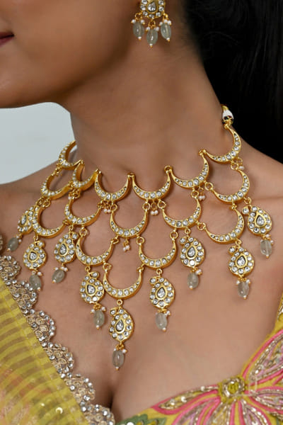 Shlok Jewels White kundan necklace set SHLOJUN26D147655