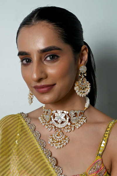 Shlok Jewels White embellished choker set SHLOJUN26D147659