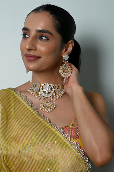 Shlok Jewels White embellished choker set SHLOJUN26D147659