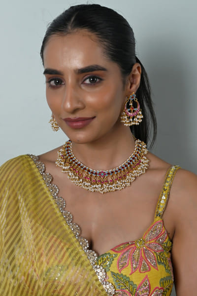 Shlok Jewels Multicolor embellished necklace set SHLOJUN26D147660