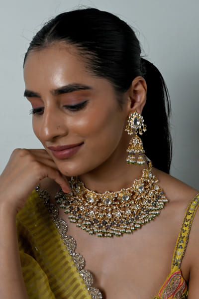 Shlok Jewels White kundan embellished choker set SHLOJUN26D147661