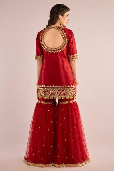 Saina Kapoor Red gota patti embroidered gharara set SAINAUG26D152700