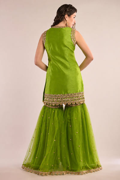 Saina Kapoor Green gota patti embroidered gharara set SAINAUG26D152702