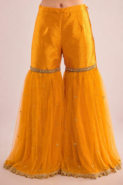 Saina Kapoor Mustard gota patti embroidered gharara set SAINAUG26D152703