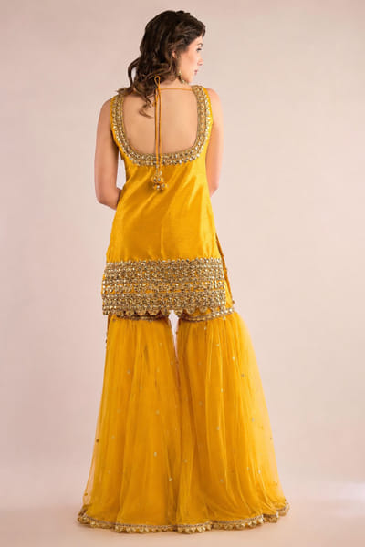 Saina Kapoor Yellow gota patti embroidered gharara set SAINAUG26D152704