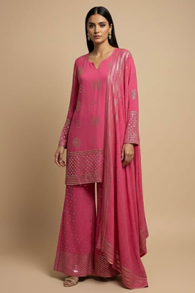 Pink embroidered kurta set