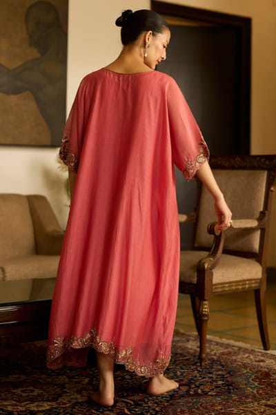 Sarang Kaur Pink hand embroidered kaftan SARAMAY26D144064