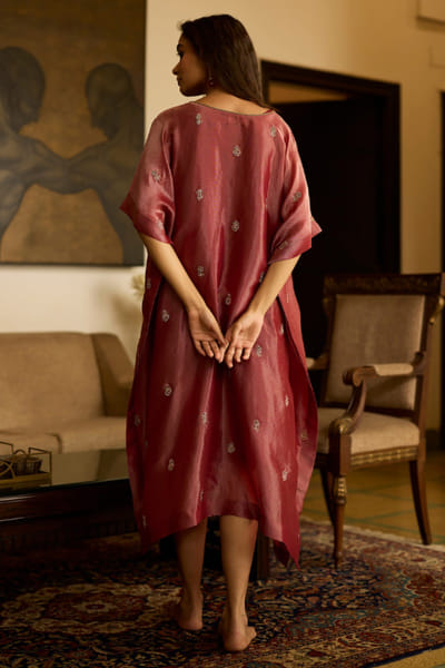 Sarang Kaur Rust hand embroidered kaftan SARAMAY26D144065