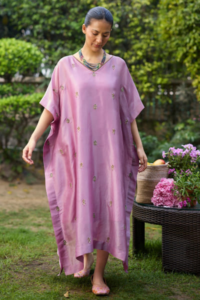 Sarang Kaur Purple hand embroidered kaftan SARAMAY26D144066