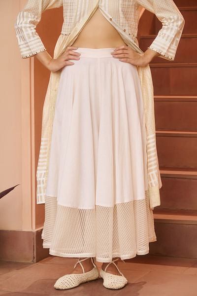 Ivory woven striped pant