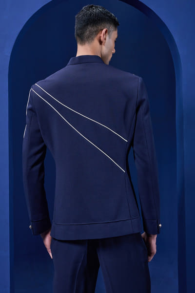 Sarab Khanijou Navy blue applique jacket set SARAMAY26D144199