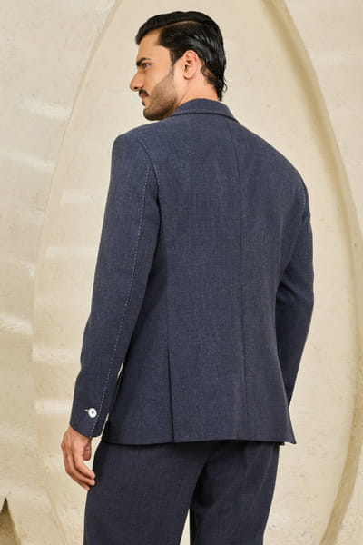 Sarab Khanijou Midnight blue thread detailed shacket set SARAJUL26D149511