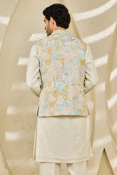 Sarab Khanijou Off-white embroidered Nehru jacket set SARAJUL26D148724