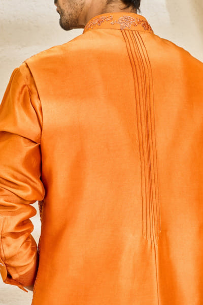 Sarab Khanijou Orange embroidered Nehru jacket set SARAJUL26D148727