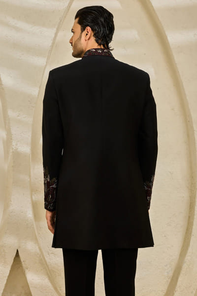 Sarab Khanijou Black embroidered structured jacket set SARAJUL26D149535