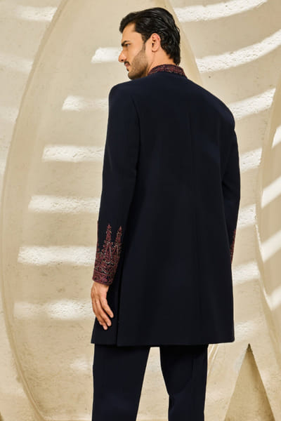 Sarab Khanijou Blue hand embroidered structured jacket set SARAJUL26D149536