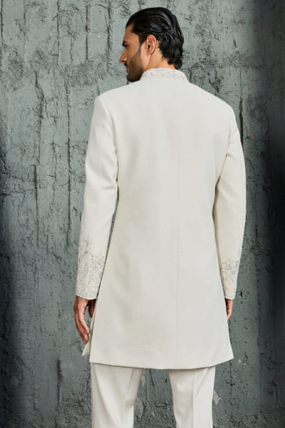 Sarab Khanijou Grey hand embroidered structured jacket set SARAJUL26D149539