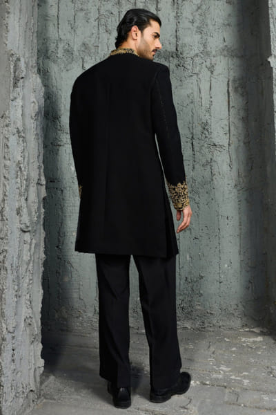 Sarab Khanijou Black hand embroidered structured jacket set SARAJUL26D149540