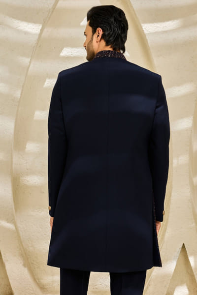 Sarab Khanijou Blue hand embroidered structured jacket set SARAJUL26D149541