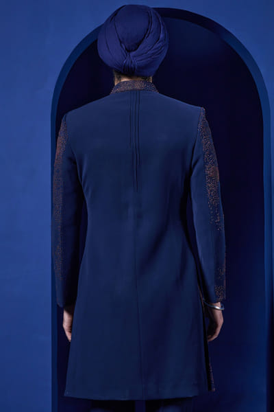 Sarab Khanijou Navy blue thread embroidered Indo-Western set SARAMAY26D144185