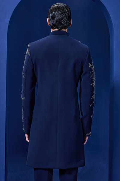 Sarab Khanijou Navy blue cutdana embroidered Indo Western set SARAMAY26D144187