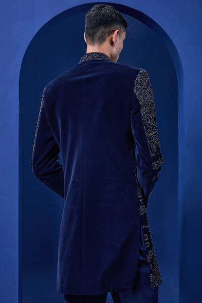 Sarab Khanijou Navy blue embroidered Indo-Western set SARAMAY26D144191
