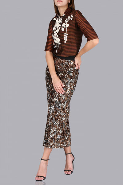 Embroidered blouse with skirt