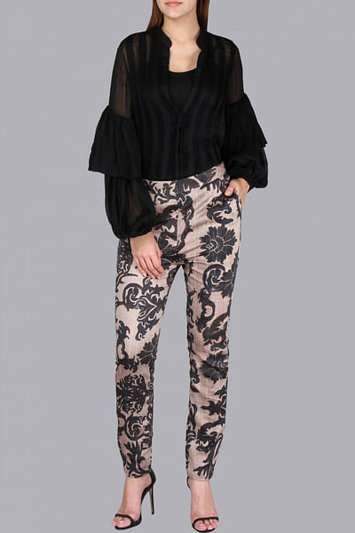 Blouse with printed trousers