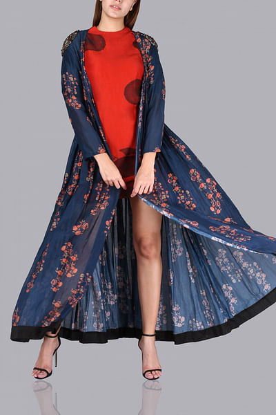 Short dress with embellished cape