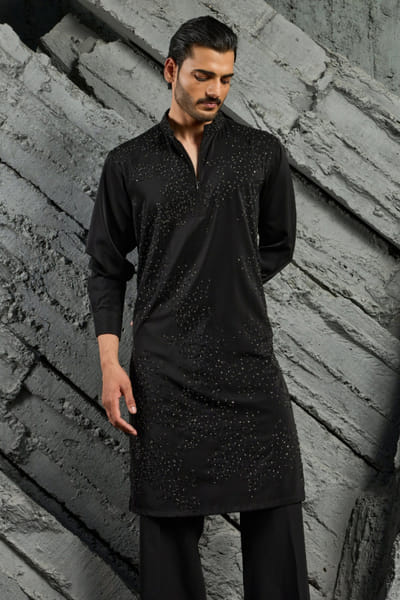 Sarab Khanijou Black cutdana embroidered kurta set SARAJUL26D148740