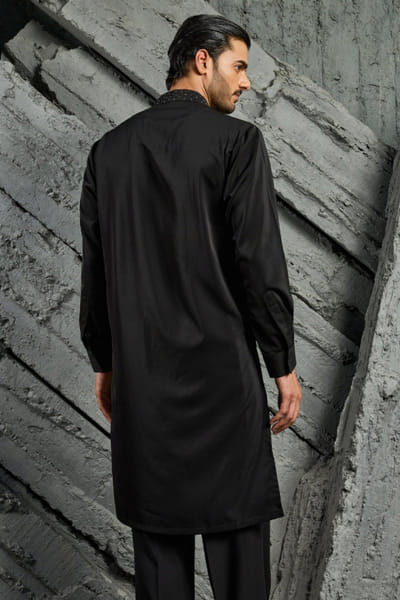 Sarab Khanijou Black cutdana embroidered kurta set SARAJUL26D148740
