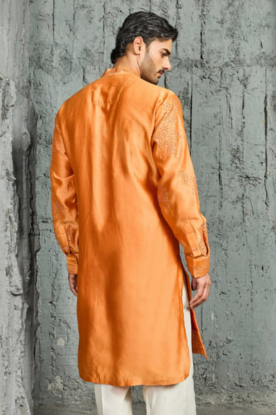 Sarab Khanijou Orange and ivory embroidered kurta set SARAJUL26D148746