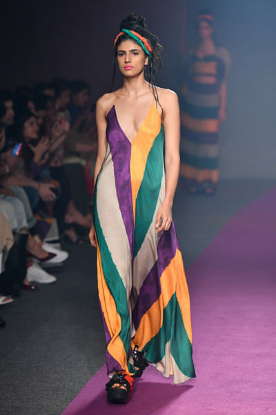 Multicolor stripes maxi dress